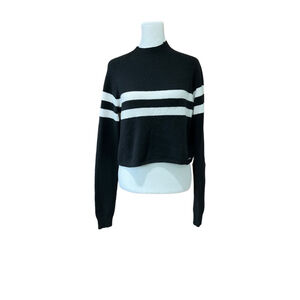 Hollister Black and White Striped Sweater Women's Large